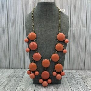 Peach Bubble Bead Bib Statement Necklace Chunky Fun